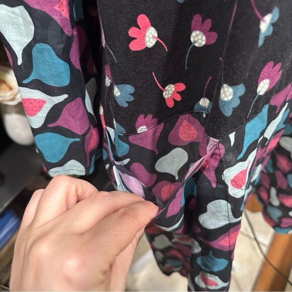 Gudrun Sjoden Black Floral Fig Print Organic Cotton Tunic Dress Size XXL - Picture 8 of 10